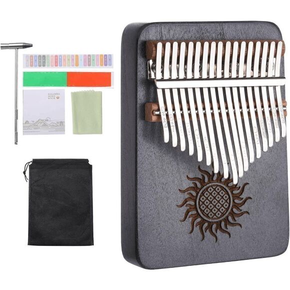 17 Keys Kalimba Thumb Piano, Retro Sun Portable Finger Piano Gift Set - Picture 1 of 6